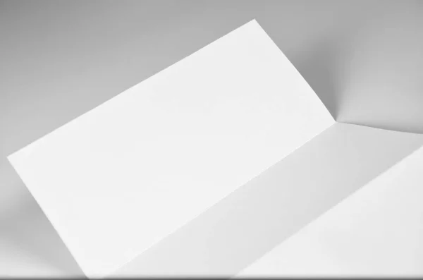 Blank Folded Letter Letterhead Flyer Поверх Серого Фона — стоковое фото