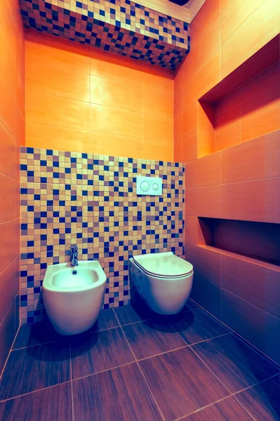 Bathroom interior, toilet and bidet — Stock Photo, Image