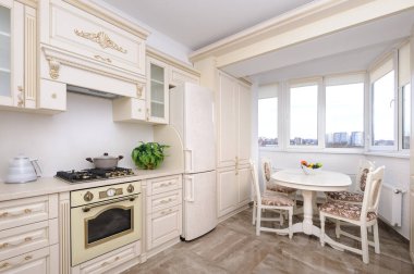 Modern bej renkli lüks mutfak