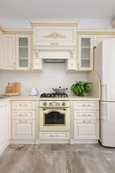 Modern beige colored luxury kitchen — Stock Photo, Image