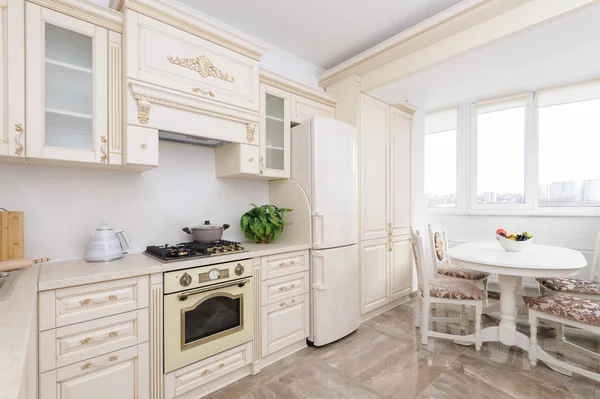 Modern beige colored luxury kitchen