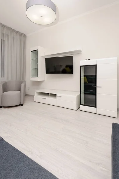 Moderno blanco y gris salón interior — Foto de Stock