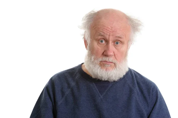 Ruhige und traurige alte Mann isoliert Porträt — Stockfoto