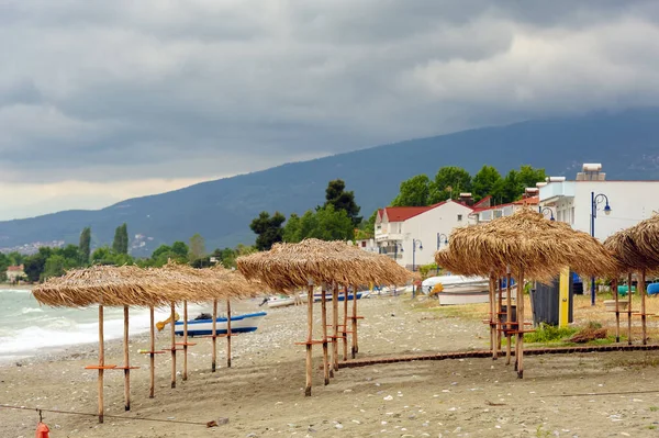 Prázdná pláž v Leptokarii, Makedonie, Řecko — Stock fotografie