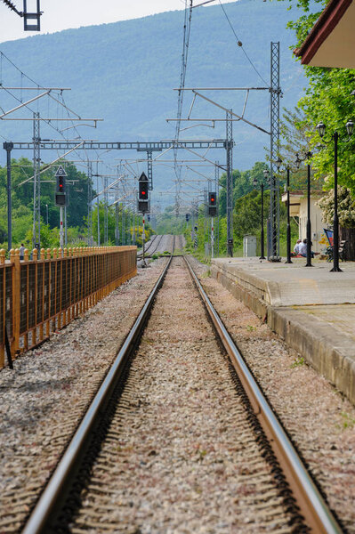 Railway station in Leptokaria, Greece