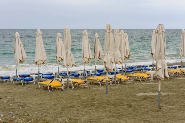 Prázdná pláž v Leptokarii, Makedonie, Řecko — Stock fotografie