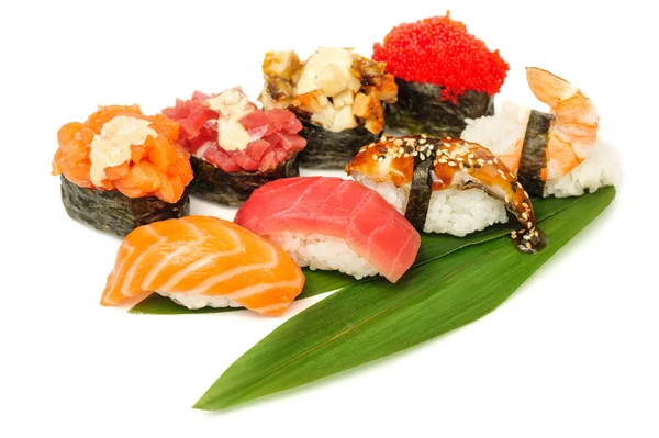 Sushi set of rolls isolated on white — Stock Photo, Image