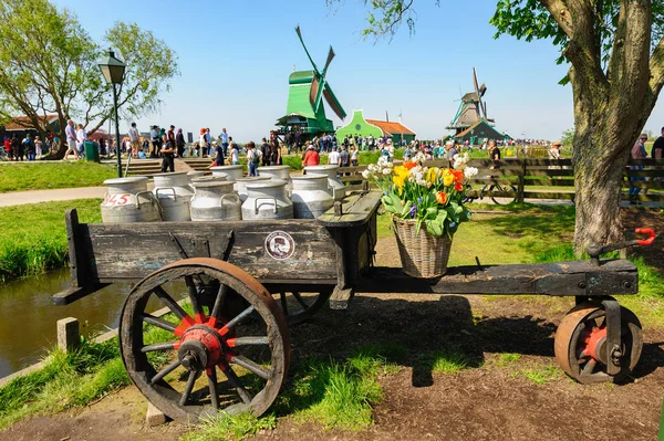 Casas de pueblo tradicionales holandesas en Zaanse Schans, Países Bajos —  Fotos de Stock