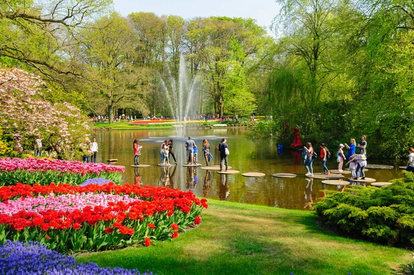 Camas de flores de Keukenhof Gardens en Lisse, Países Bajos —  Fotos de Stock