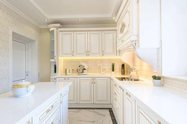 Neoclassic style luxury kitchen interior — Stock Photo, Image