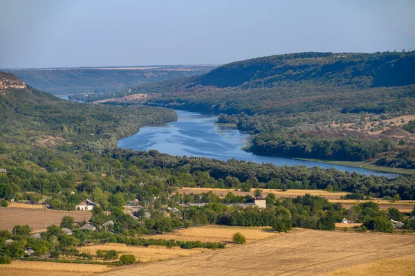 View to Dniester river from the top hill of Socola village, Moldova — Stock Photo, Image