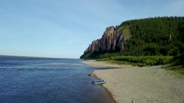 Lena Sütunlar Uzak Doğu Sibirya Lena Nehri Boyunca Doğal Kaya — Stok video