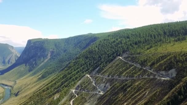 Altay Bergsdal Grus Kurvor Mountain Floden Som Flödar Mellan Höga — Stockvideo