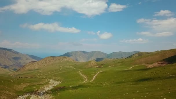 谷山風景キルギスタン ウエスタン キルギスタン パミール山脈を風景します アジアを旅行します 面積のむのすき撮影 — ストック動画