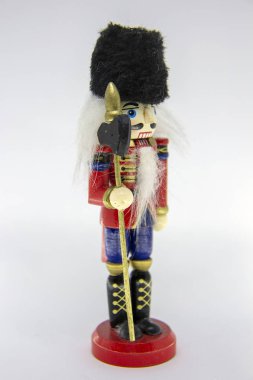 Vintage Noel dekor ahşap Fındıkkıran izole beyaz arka plan üzerinde.