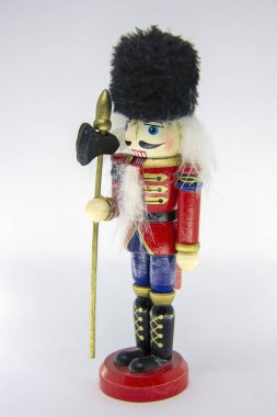 Vintage Noel dekor ahşap Fındıkkıran izole beyaz arka plan üzerinde.