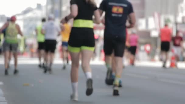 2019 Tet Riga Marathon Latvia Marathon Runners Crowd Front View — Stock Video