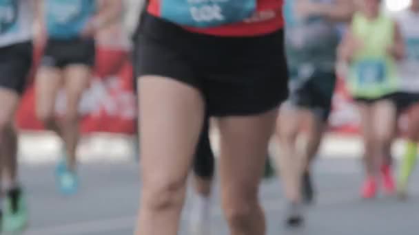2019 Tet Riga Marathon Letland Marathonlopers Menigte Vooraanzicht Benen Atleten — Stockvideo