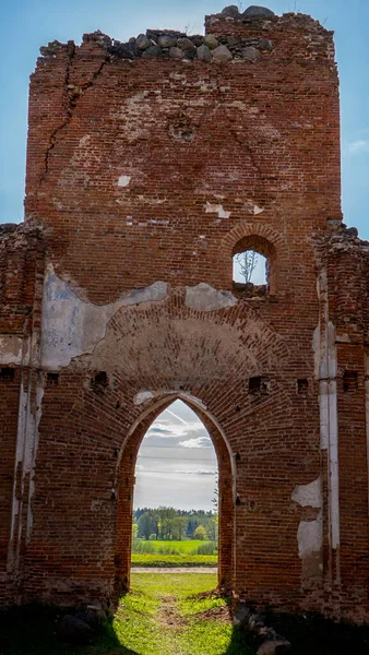 Las Ruinas Iglesia Veckalsnava Olds Architecture Detalles Iglesia Luterana Parroquia — Foto de Stock