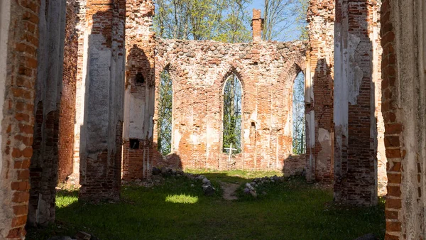 Las Ruinas Iglesia Veckalsnava Olds Architecture Detalles Iglesia Luterana Parroquia —  Fotos de Stock