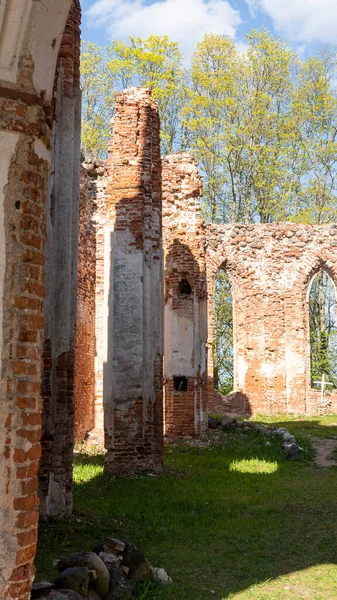 Las Ruinas Iglesia Veckalsnava Olds Architecture Detalles Iglesia Luterana Parroquia —  Fotos de Stock