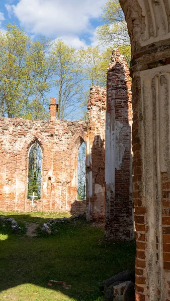 Las Ruinas Iglesia Veckalsnava Olds Architecture Detalles Iglesia Luterana Parroquia — Foto de Stock