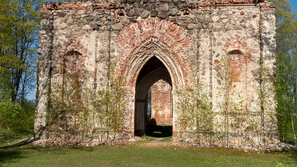 Las Ruinas Iglesia Veckalsnava Olds Architecture Detalles Iglesia Luterana Parroquia —  Fotos de Stock