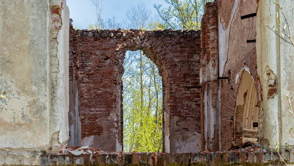 Las Ruinas Iglesia Veckalsnava Olds Architecture Detalles Iglesia Luterana Parroquia —  Fotos de Stock