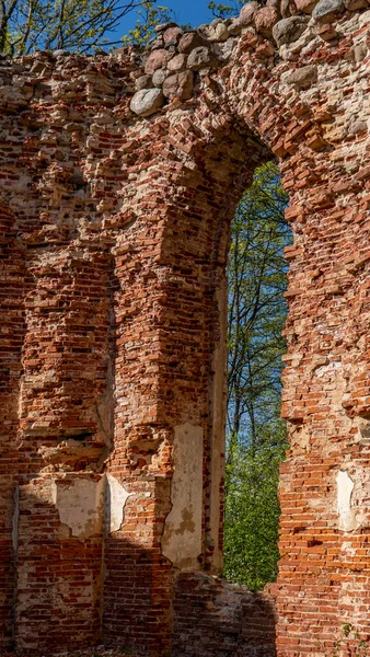 Ruiny Kościoła Veckalsnava Olds Architektura Szczegóły Kościoła Luterańskiego Parafii Kalsnava — Zdjęcie stockowe