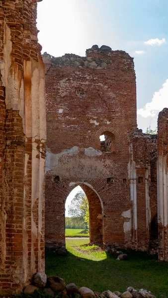 Las Ruinas Iglesia Veckalsnava Olds Architecture Detalles Iglesia Luterana Parroquia — Foto de Stock