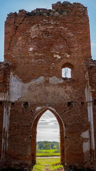 Ruiny Kościoła Veckalsnava Olds Architektura Szczegóły Kościoła Luterańskiego Parafii Kalsnava — Zdjęcie stockowe