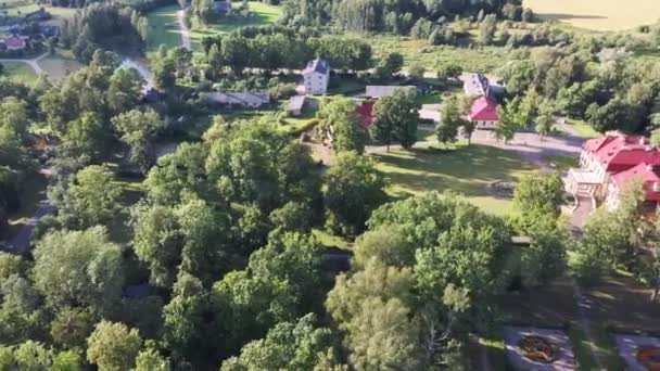 Vista Aérea Sobre Palacio Parque Dikli Antigua Mansión City Valmiera — Vídeo de stock