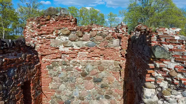 Aerial View Ruins Veckalsnava Church Olds Architecture Details Lutheran Church — Stockfoto