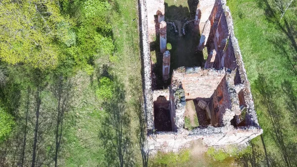 Aerial View Ruins Veckalsnava Church Olds Architecture Details Lutheran Church — Foto Stock