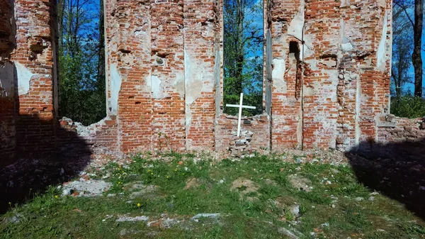 Aerial View Ruins Veckalsnava Church Olds Architecture Details Lutheran Church —  Fotos de Stock