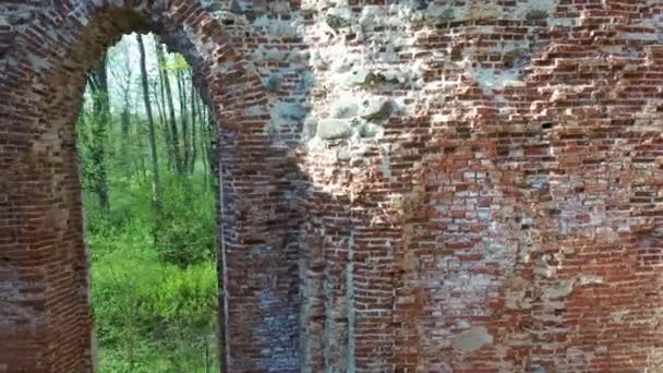 Uitzicht Vanuit Lucht Ruïnes Van Veckalsnava Kerk Oude Architectuur Details — Stockvideo