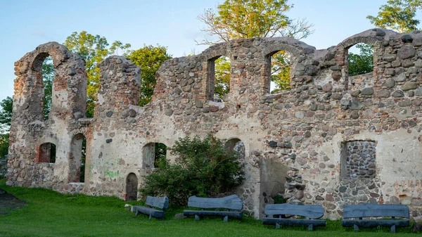 Ruiny Starożytnego Średniowiecznego Zamku Dobele Łotwa Region Historyczny Zemgale Łotwie — Zdjęcie stockowe