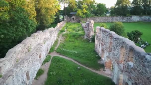 Drone View Dobele Medieval Castle Town Dobele West Bank River — 비디오