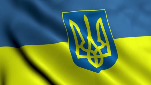 Ukraine Satin Flagge Wellenförmige Textur Der Flagge Der Ukraine Real — Stockvideo