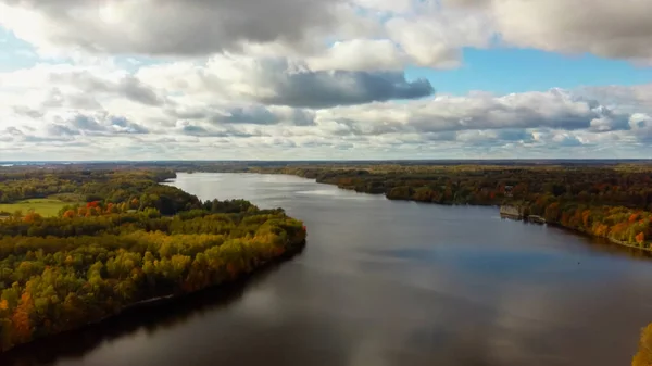 Осенний Воздушный Ландшафт Старого Кокнезского Замка Руины Реки Даугава Расположенный — стоковое фото