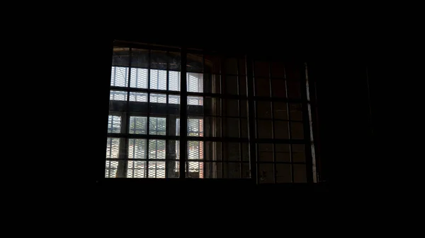 Light Coming Prison Cell Bars Window Empty Jail Cells Prison — Stock Photo, Image