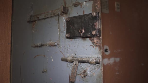 Prison Metal Door Protect Prisoner Escape Food Channel Prison Cells — Stock Video