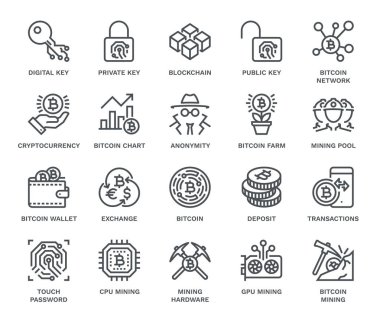 Cryptocurrency Icon Set, Monoline kavramı