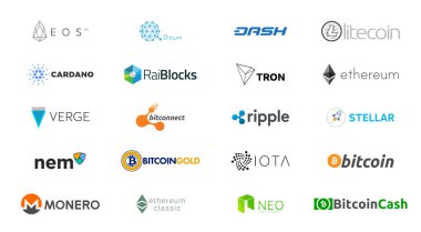 Beyaz cryptocurrency Logo koleksiyonu 