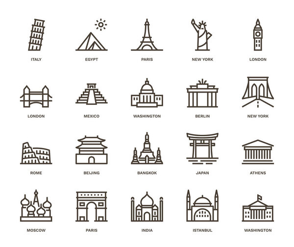 International Landmarks and Monuments, Monoline concept.