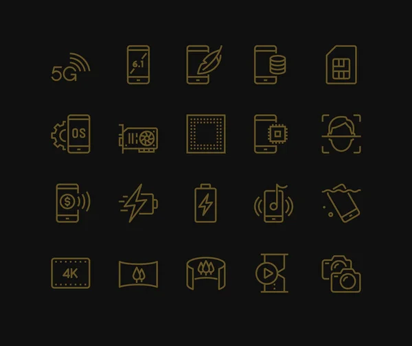 Smartphone Specification Icons Monoline Concep — Stock Photo, Image