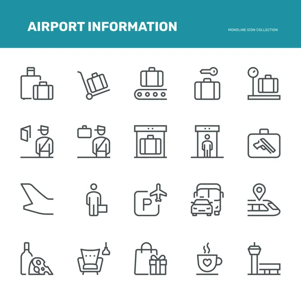 Ikony Informacji Lotniskowej Concep Monoline — Zdjęcie stockowe