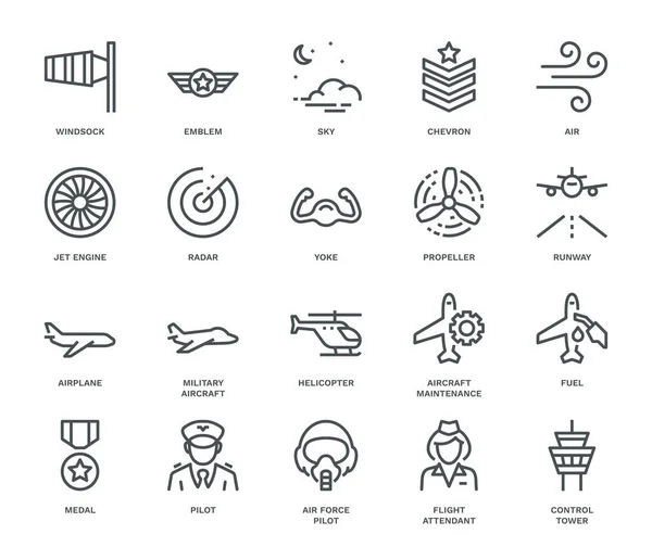 Aviation Icons Monoline Concep — Stock Photo, Image