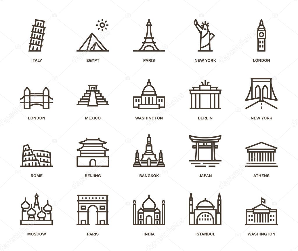 International Landmarks and Monuments, Monoline concept.