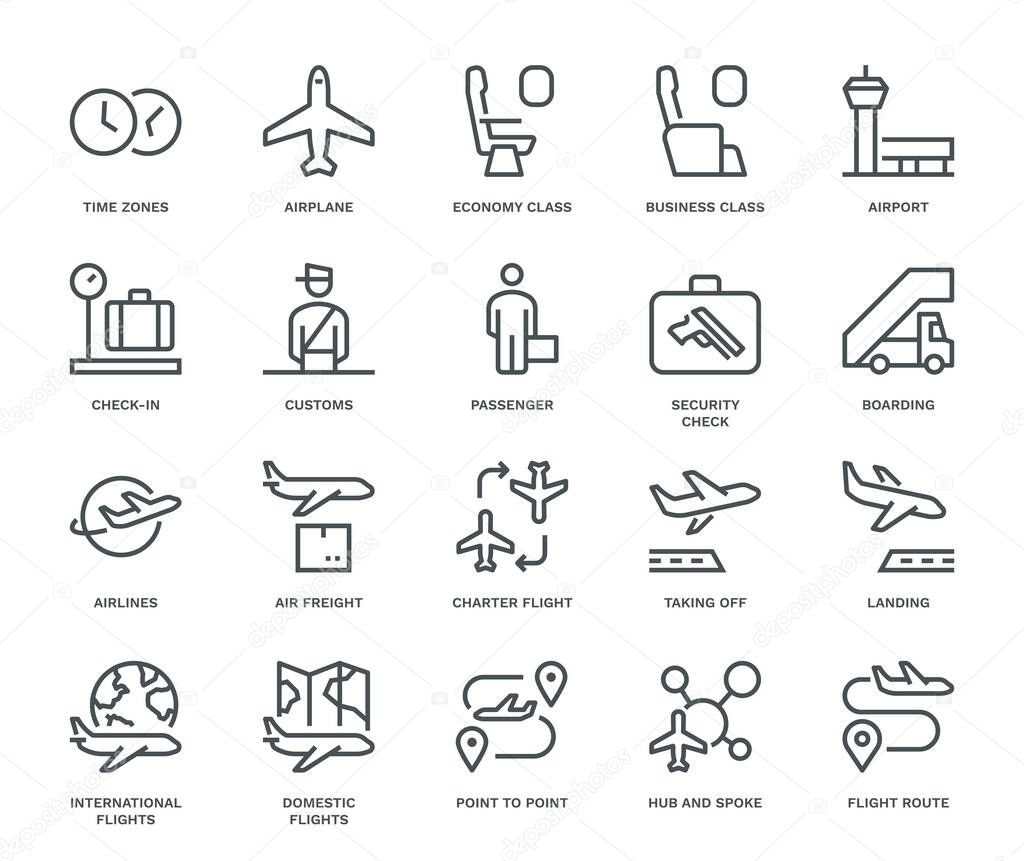 Air Travel Icons,  Monoline concep